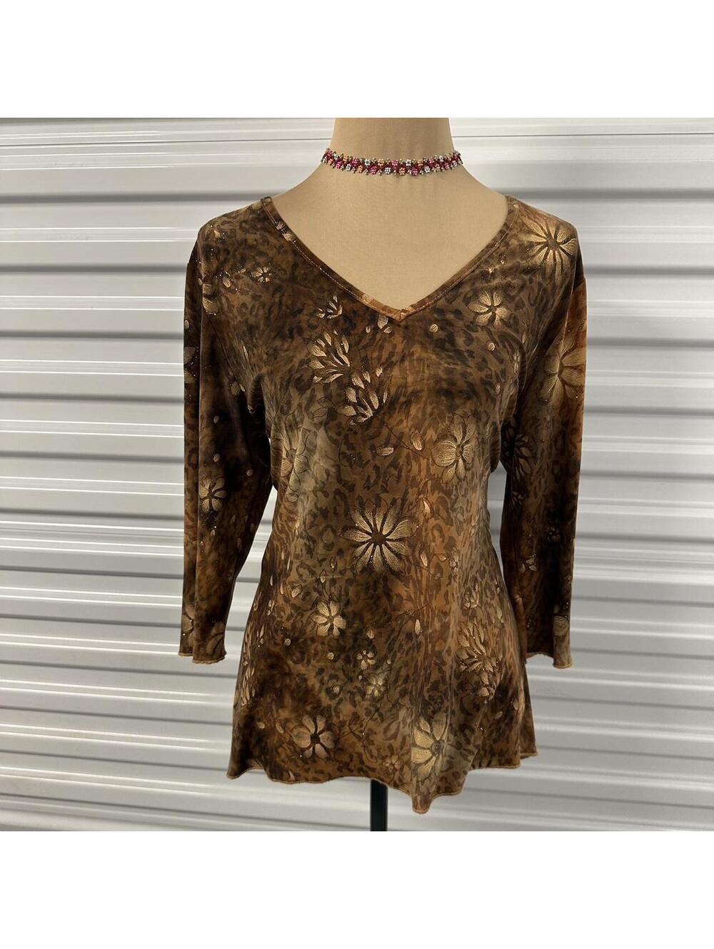 Y2k boho brown top light sparkles